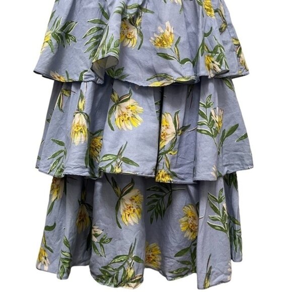 Amur Roxy Linen Blend Strapless Tiered Dress Women Size 2 - Picture 5 of 8